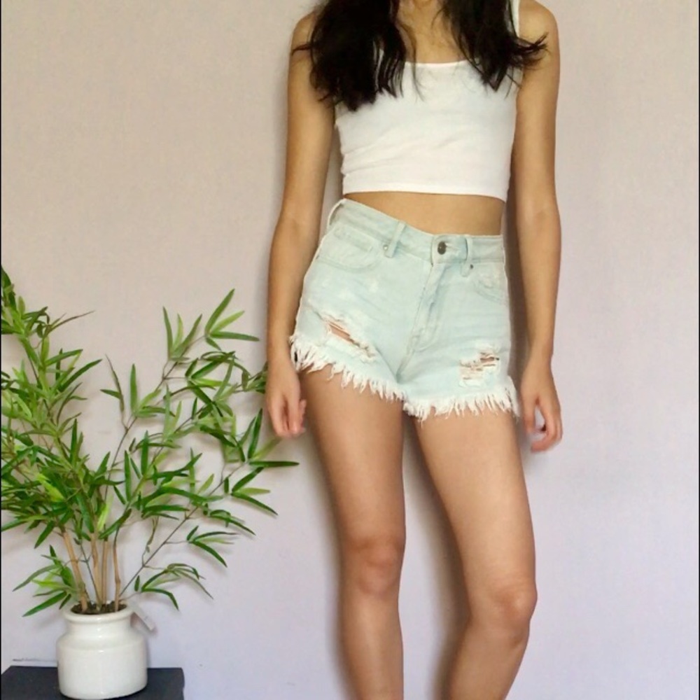 High Rise Denim Shorts